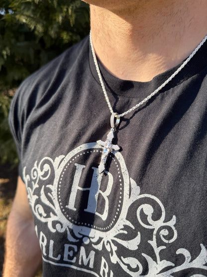 MOISSANITE Passion Of Christ Jesus On Gothic Cross Pendant - 14k Yellow Gold Vermeil Or 925 Silver - Large 2.5"