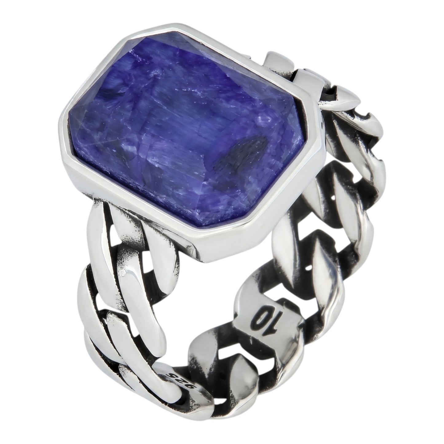 Havana Cuban Ring - 925 Silver - Genuine Blue Sapphire Stone