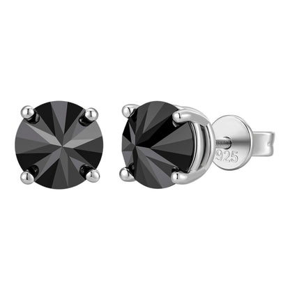 Black MOISSANITE Upside Down Reverse Set Stud Earrings - 925 Silver - 5mm-8mm - 1-4ct