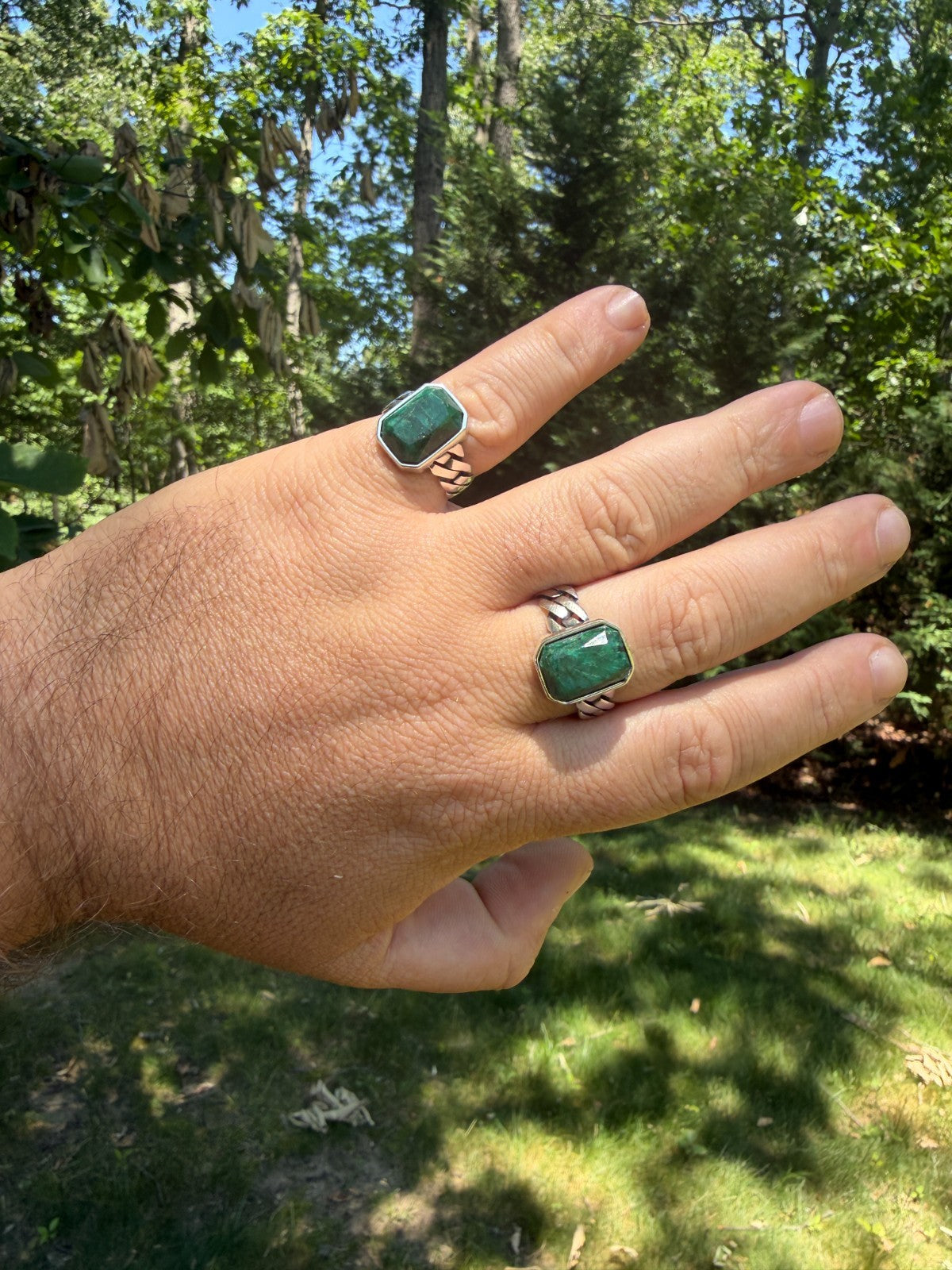 Havana Cuban Ring - 925 Silver - Genuine Green Emerald Stone