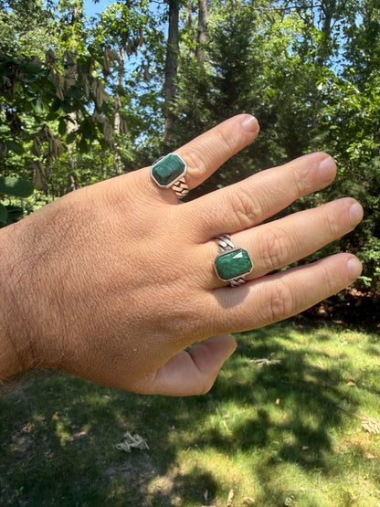 Havana Cuban Ring - 925 Silver - Genuine Green Emerald Stone