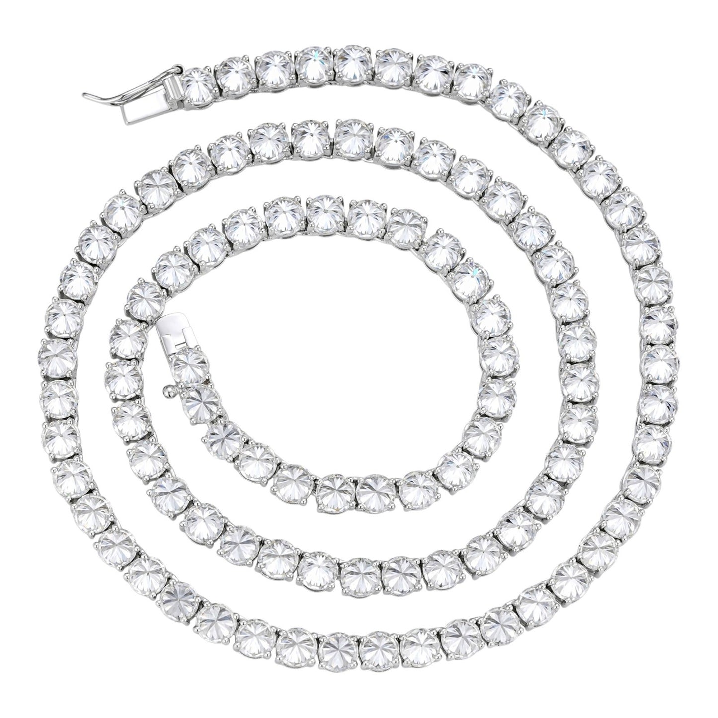 MOISSANITE Upside Down Reverse Set Tennis Chain Necklace Iced Out - 925 Silver - 5mm - 16"-30"