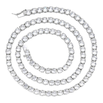 MOISSANITE Upside Down Reverse Set Tennis Chain Necklace Iced Out - 925 Silver - 5mm - 16"-30"