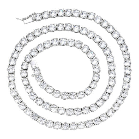 MOISSANITE Upside Down Reverse Set Tennis Chain Necklace Iced Out - 925 Silver - 5mm - 16"-30"