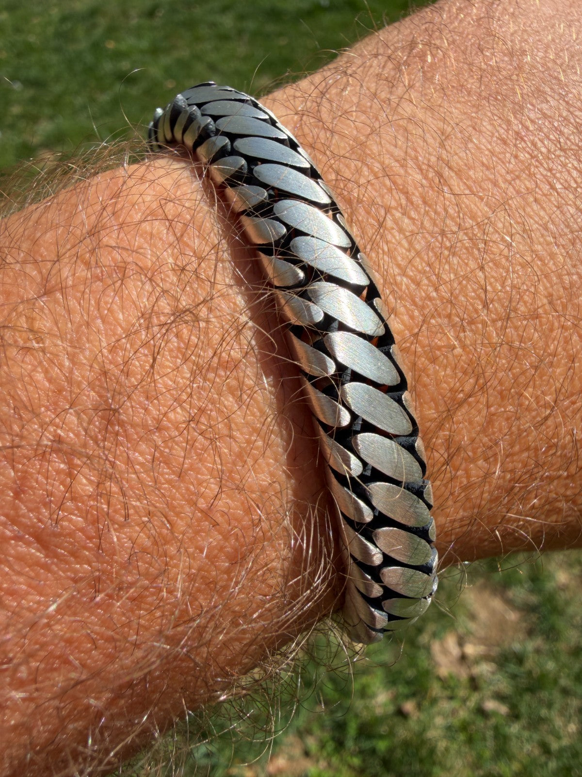 Custom 3 Link Miami Cuban Python Bracelet - Oxidized 925 Sterling Silver - 7"-9" - 12mm