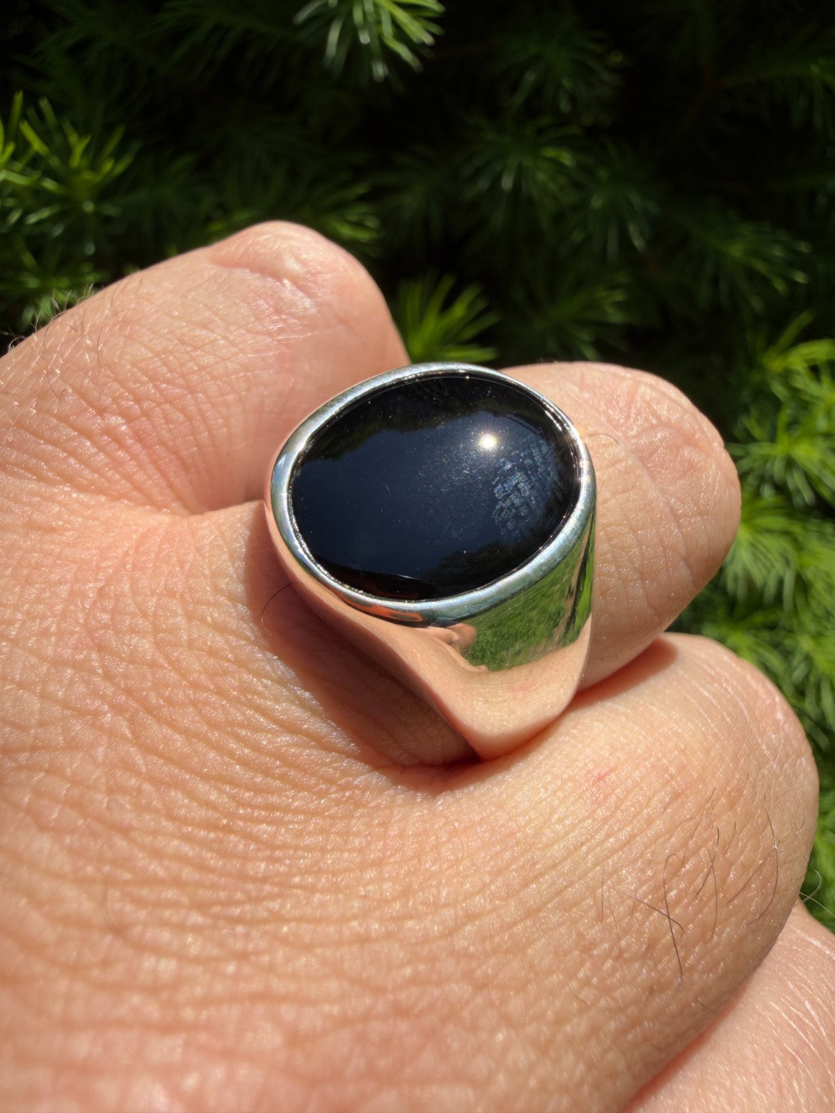 Shadow Boss Ring - 925 Silver - Genuine Black Onyx Stone