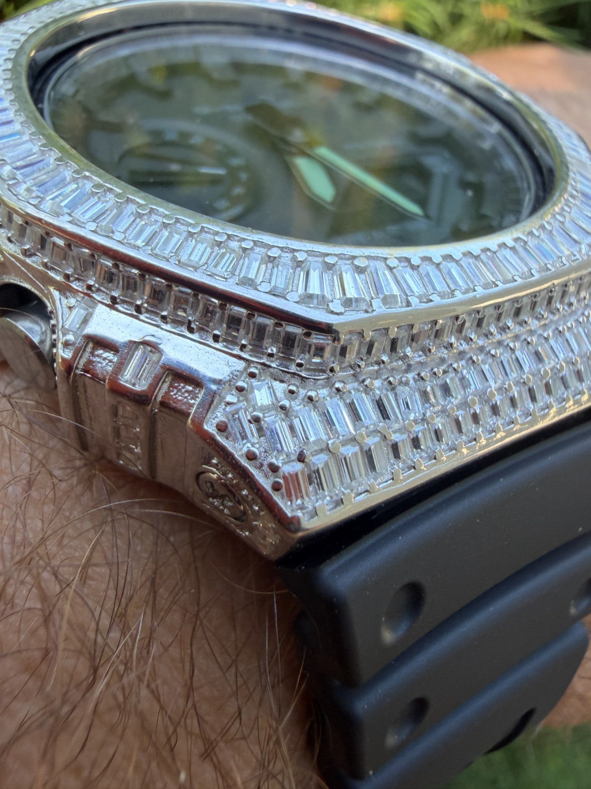 MOISSANITE Real 925 Silver Iced Baguette Casio G Shock GA-2100 Hip Hop Watch