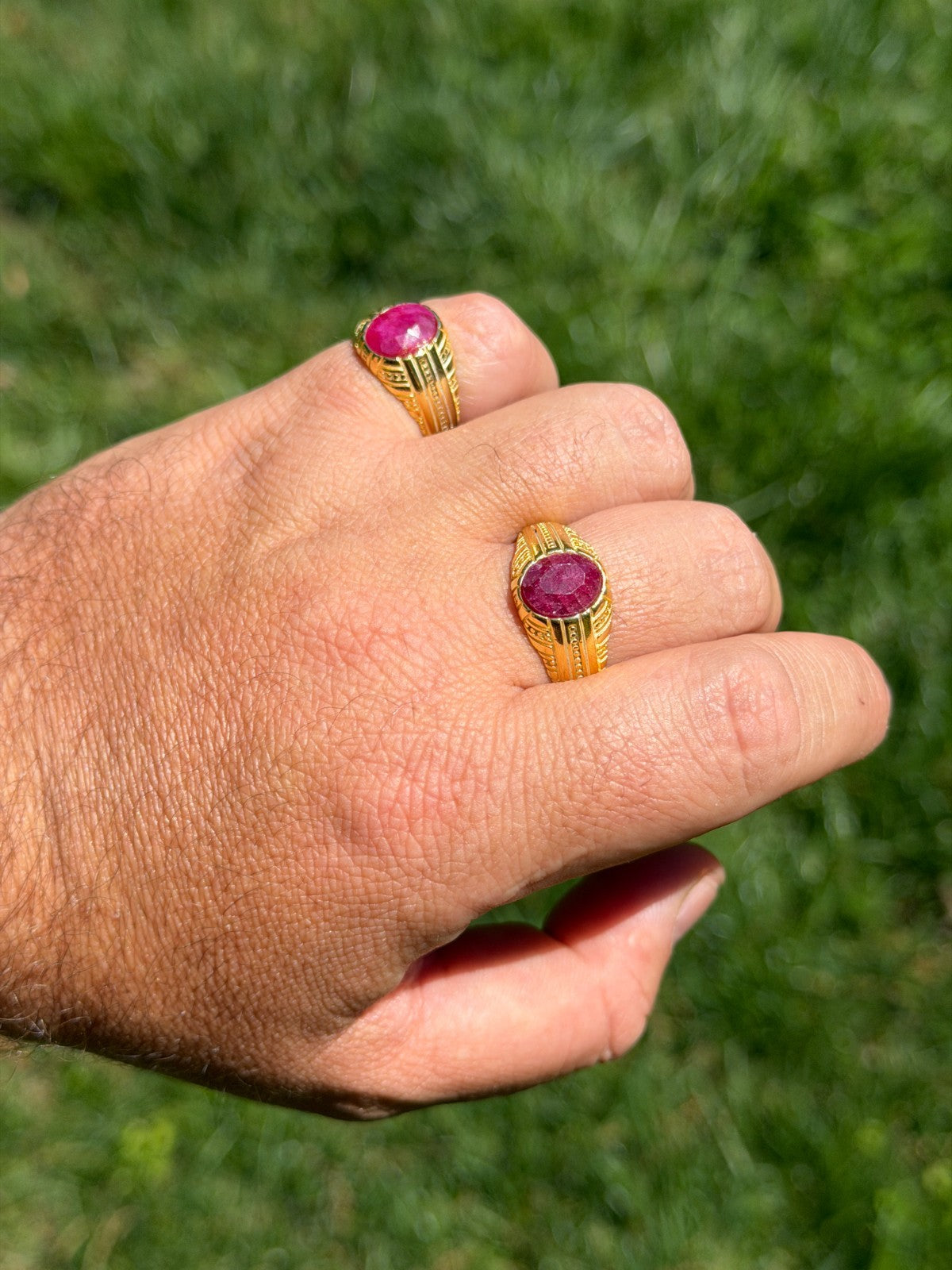 Royal Dynasty Ring - 14k Gold Vermeil 925 Silver - Genuine Red Ruby Stone
