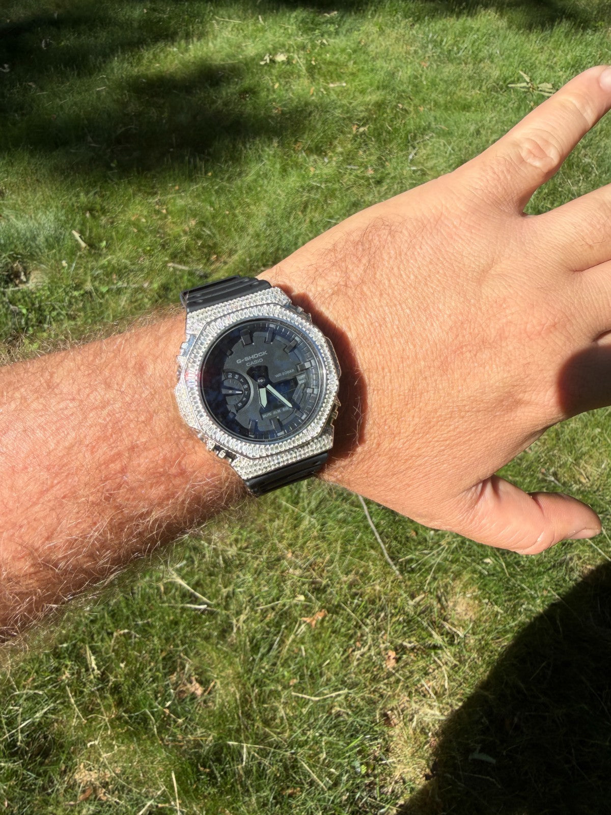 MOISSANITE Real 925 Silver Iced Baguette Casio G Shock GA-2100 Hip Hop Watch