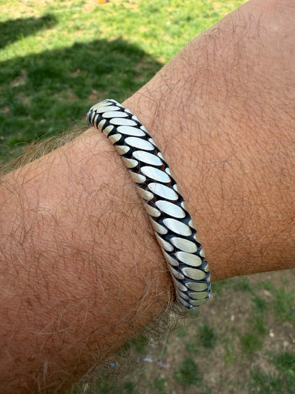 Custom 3 Link Miami Cuban Python Bracelet - Oxidized 925 Sterling Silver - 7"-9" - 12mm