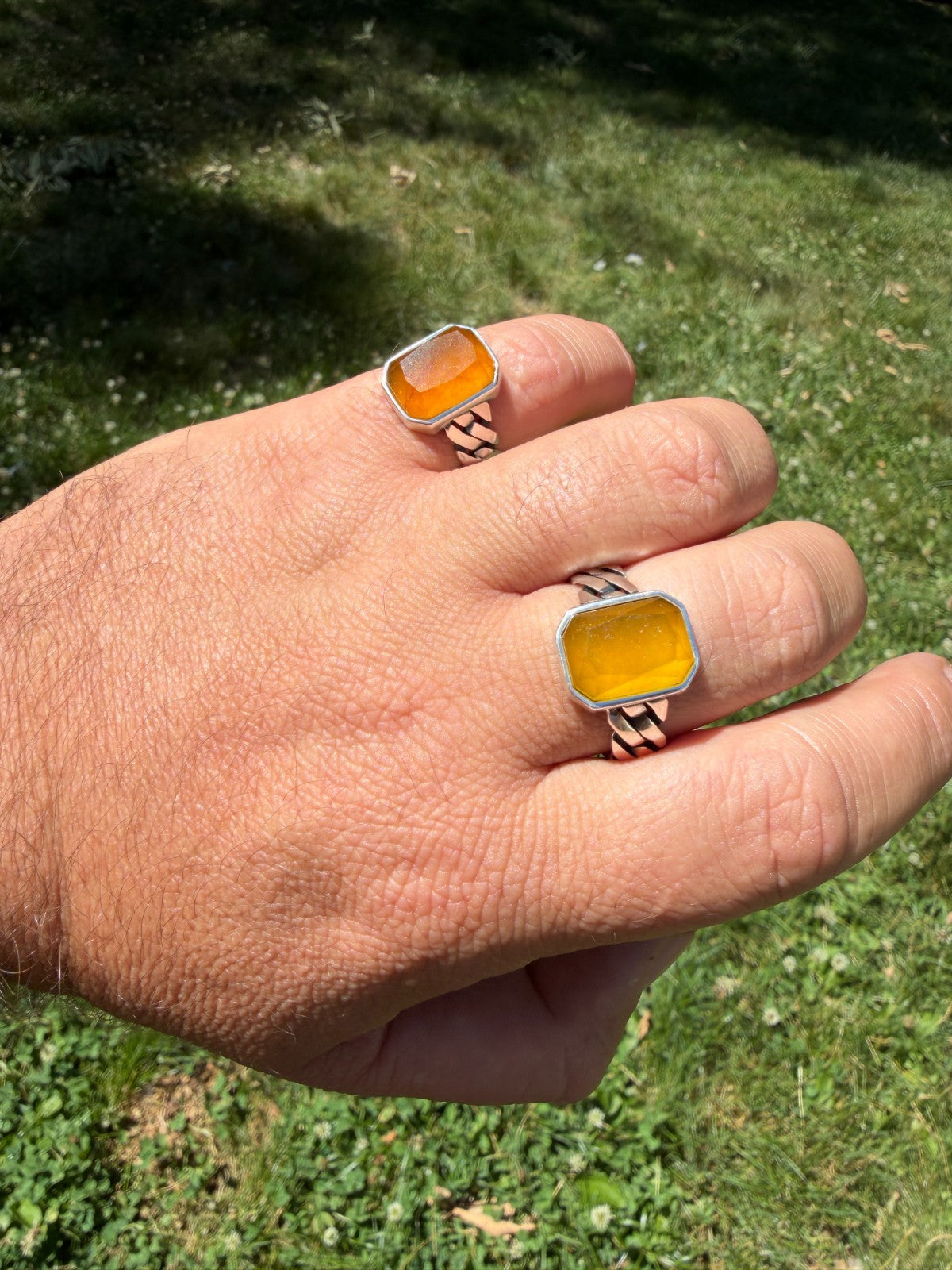 Havana Cuban Ring - 925 Silver - Genuine Yellow Sapphire Stone