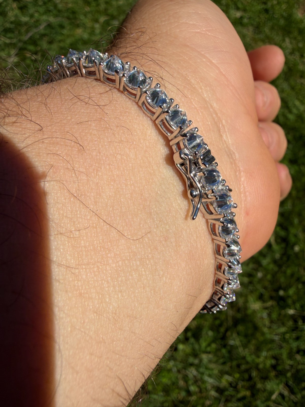 MOISSANITE Upside Down Set Reverse Set Tennis Bracelet Iced Out - 925 Silver - 5mm - 6-9"