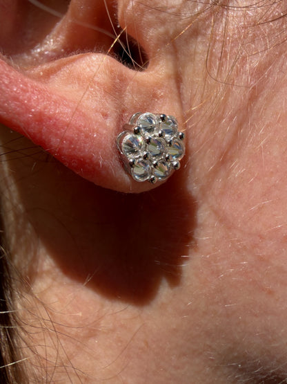 MOISSANITE Upside Down Reverse Set Cluster Iced Out Honeycomb Set Earrings - 925 Silver - 6mm -11mmm