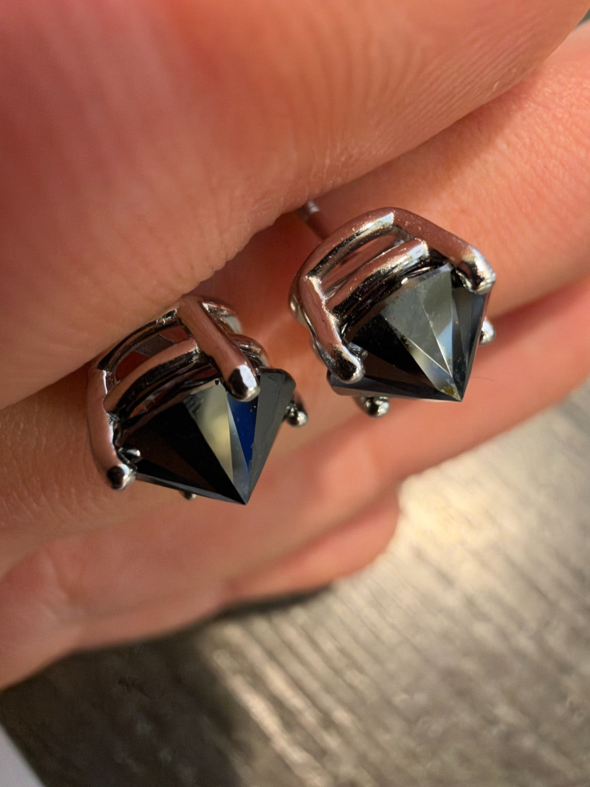 Black MOISSANITE Upside Down Reverse Set Stud Earrings - 925 Silver - 5mm-8mm - 1-4ct
