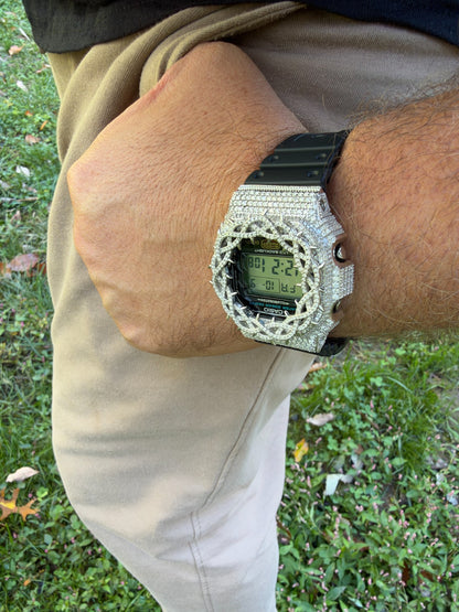 MOISSANITE Real 925 Silver Iced Casio G Shock DW-5600UE Crown of Thorns Watch