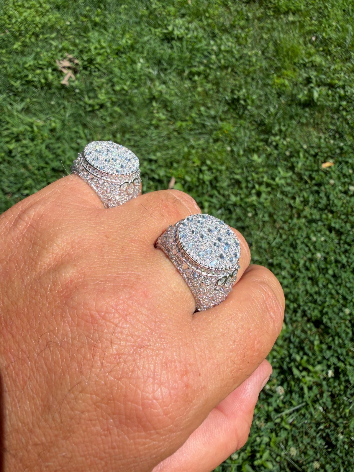 MOISSANITE Moses Upside Down Mosaic Set Iced Out Ring - 925 Silver