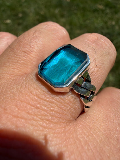 Havana Cuban Ring - 925 Silver - Lab Aquamarine Stone