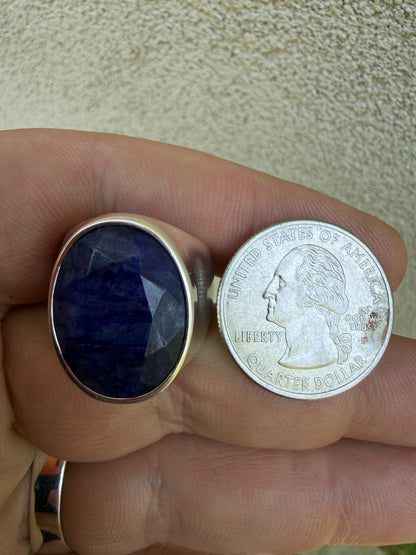 Royal Ocean Ring - 925 Silver - Genuine Blue Sapphire Stone
