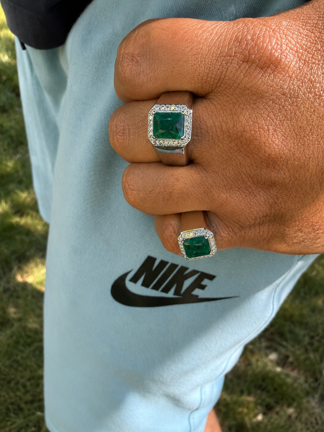 MOISSANITE Cardinal Crown Ring - 925 Silver - Genuine Green Emerald Stone