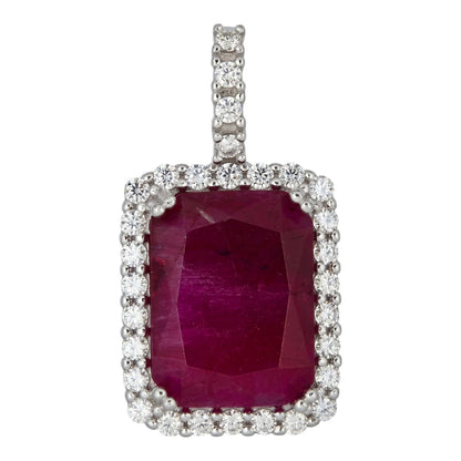 MOISSANITE Royalty Red Ruby Pendant - 925 Silver - Genuine Red Ruby Stone