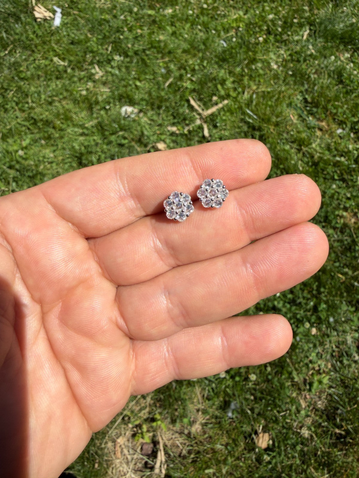 MOISSANITE Upside Down Reverse Set Cluster Iced Out Honeycomb Set Earrings - 925 Silver - 6mm -11mmm