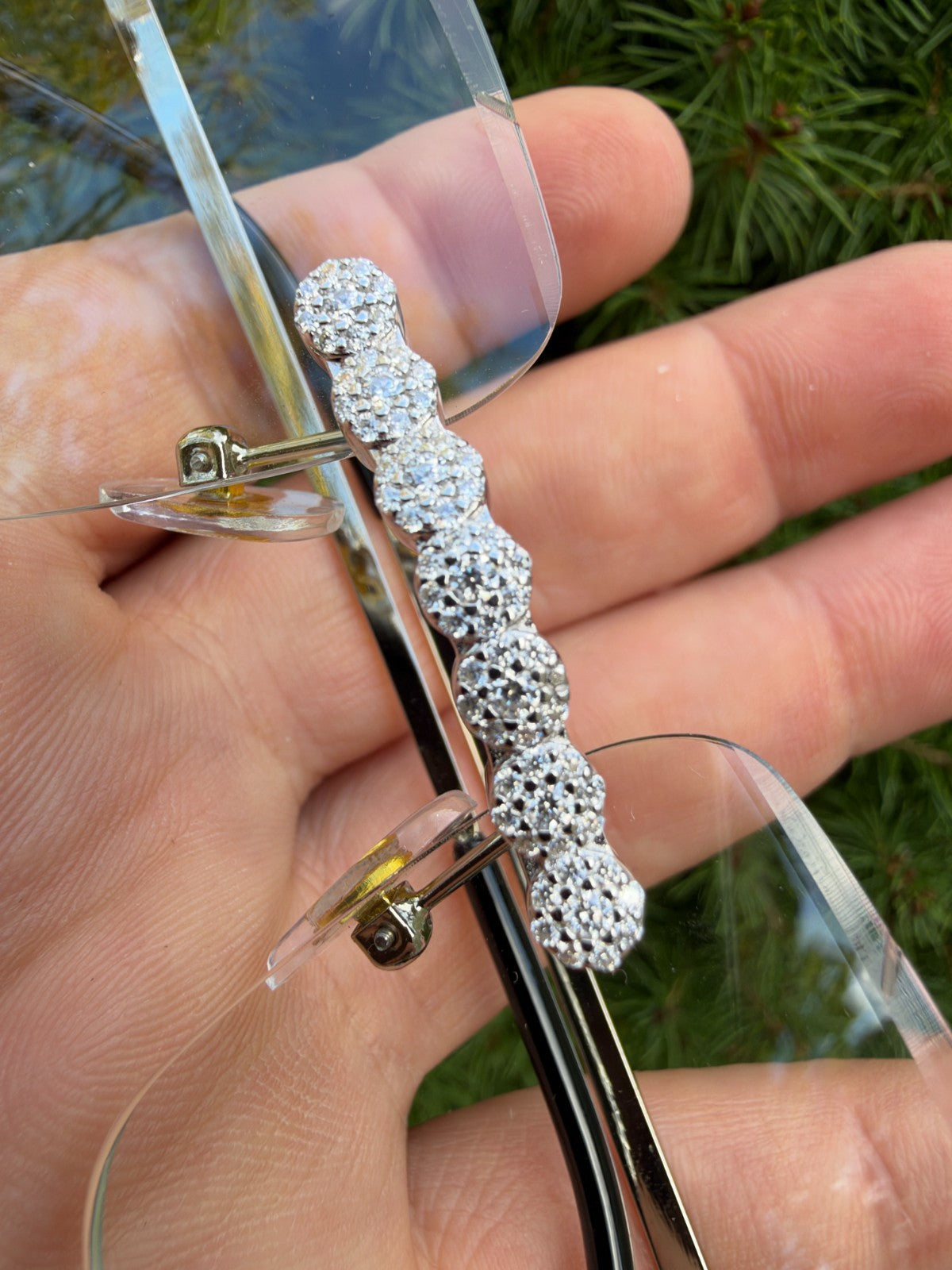 MOISSANITE Cluster Custom Iced Out Sunglasses - 925 Silver Buffs - Clear