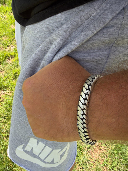 Custom 3 Link Miami Cuban Python Bracelet - Oxidized 925 Sterling Silver - 7"-9" - 12mm