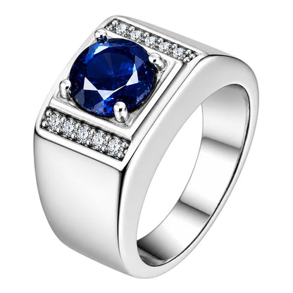 MOISSANITE Monarch Ring - 925 Silver - Genuine Blue Sapphire Stone