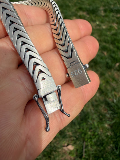 Custom 3 Link Miami Cuban Python Bracelet - Oxidized 925 Sterling Silver - 8.5" - 12mm