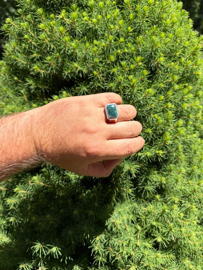 MOISSANITE Fortress Ring - 925 Silver - Genuine Green Emerald Stone