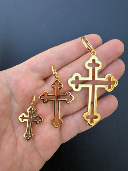 MOISSANITE Gothic Cross Cutout Pendant - 14k Gold Vermeil 925 Silver - 3 Sizes 1.33"-3"