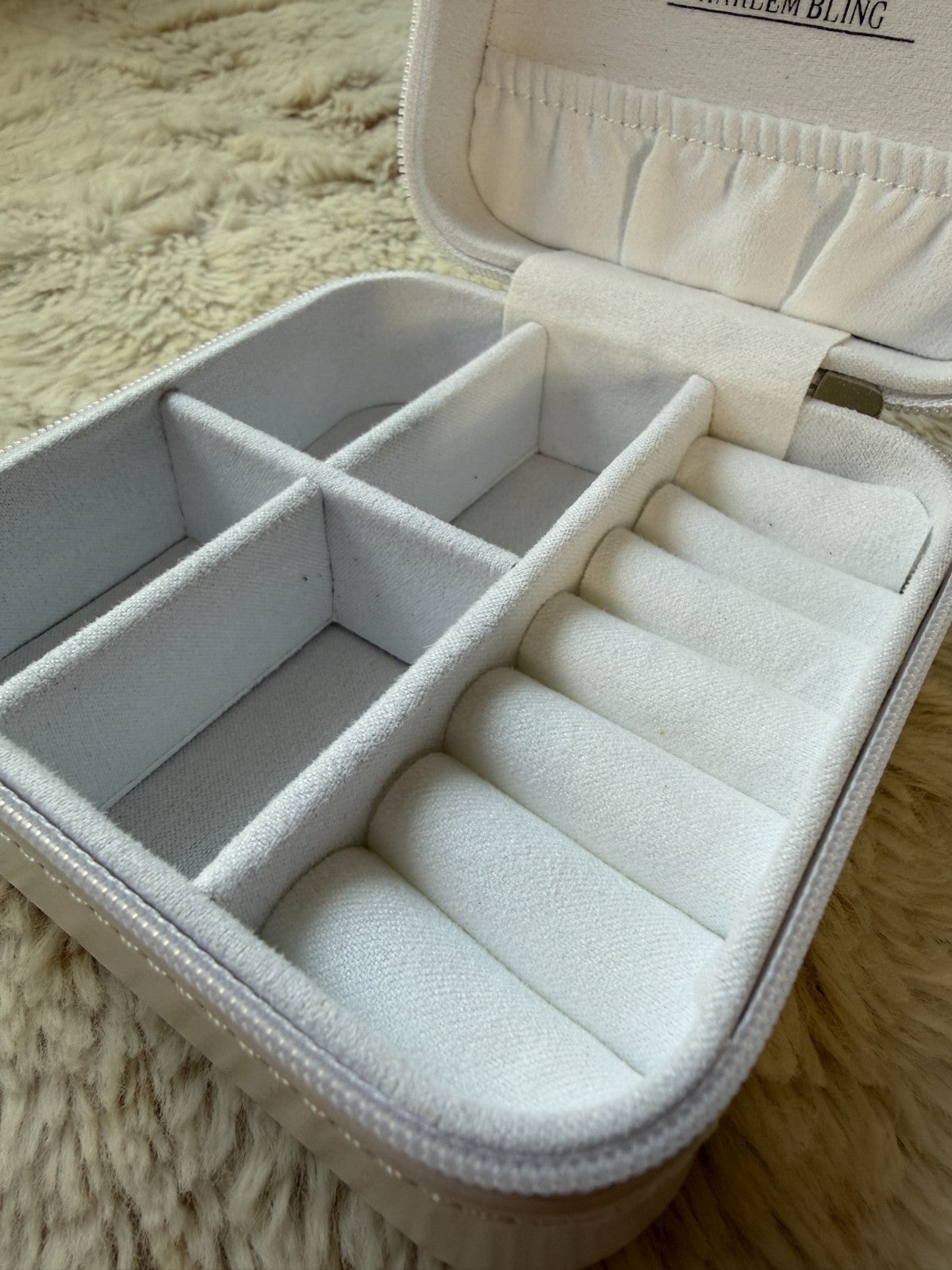 Harlembling Mini Leather Travel Jewelry Box Case - White