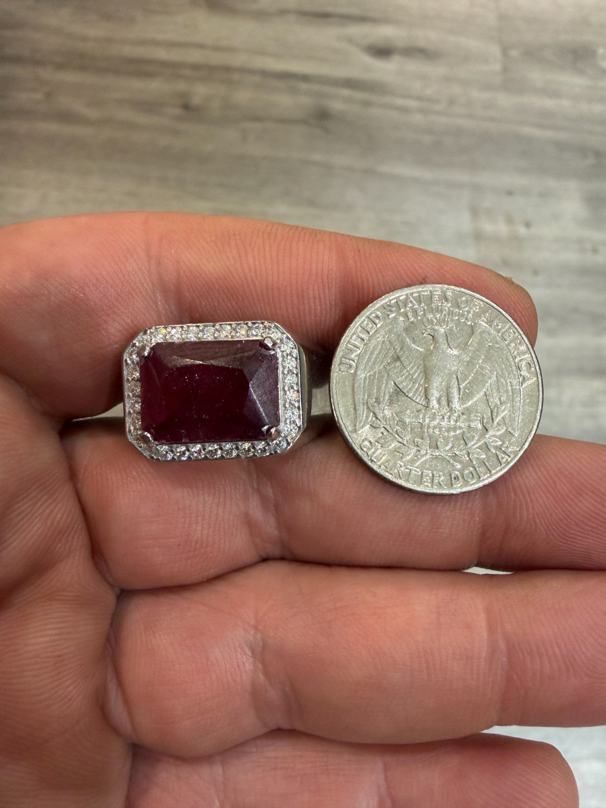 MOISSANITE Fortress Ring - 925 Silver - Genuine Red Ruby Stone
