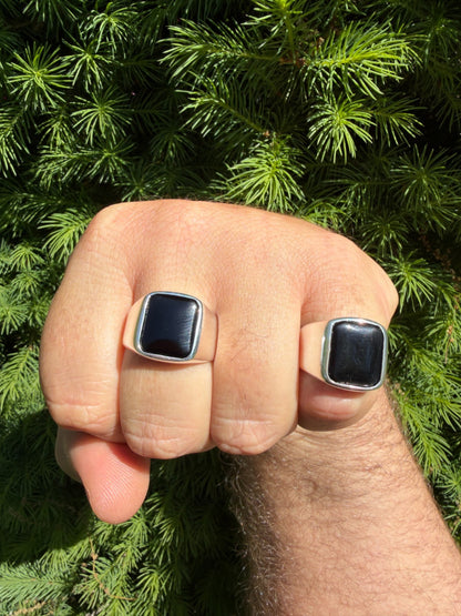 Midnight Don Ring - 925 Silver - Genuine Black Onyx Stone