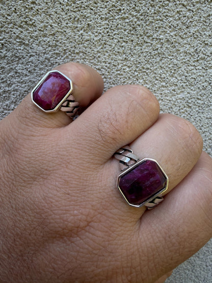 Havana Cuban Ring - 925 Silver - Genuine Red Ruby Stone