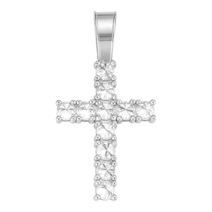 Real 925 Silver Cross Iced Pendant Upside Down Set Reverse MOISSANITE Necklace