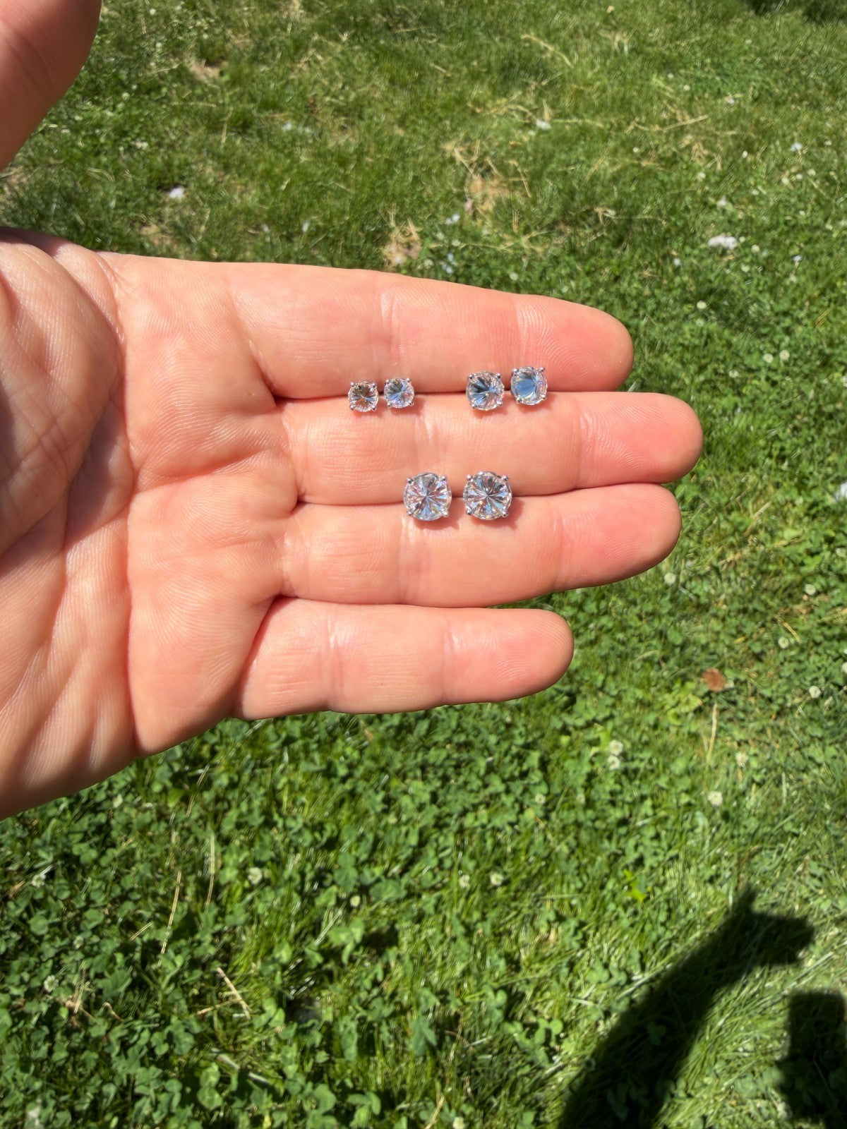 MOISSANITE Upside Down Reverse Set Stud Earrings - 925 Silver - 5mm-8mm - 1-4ct