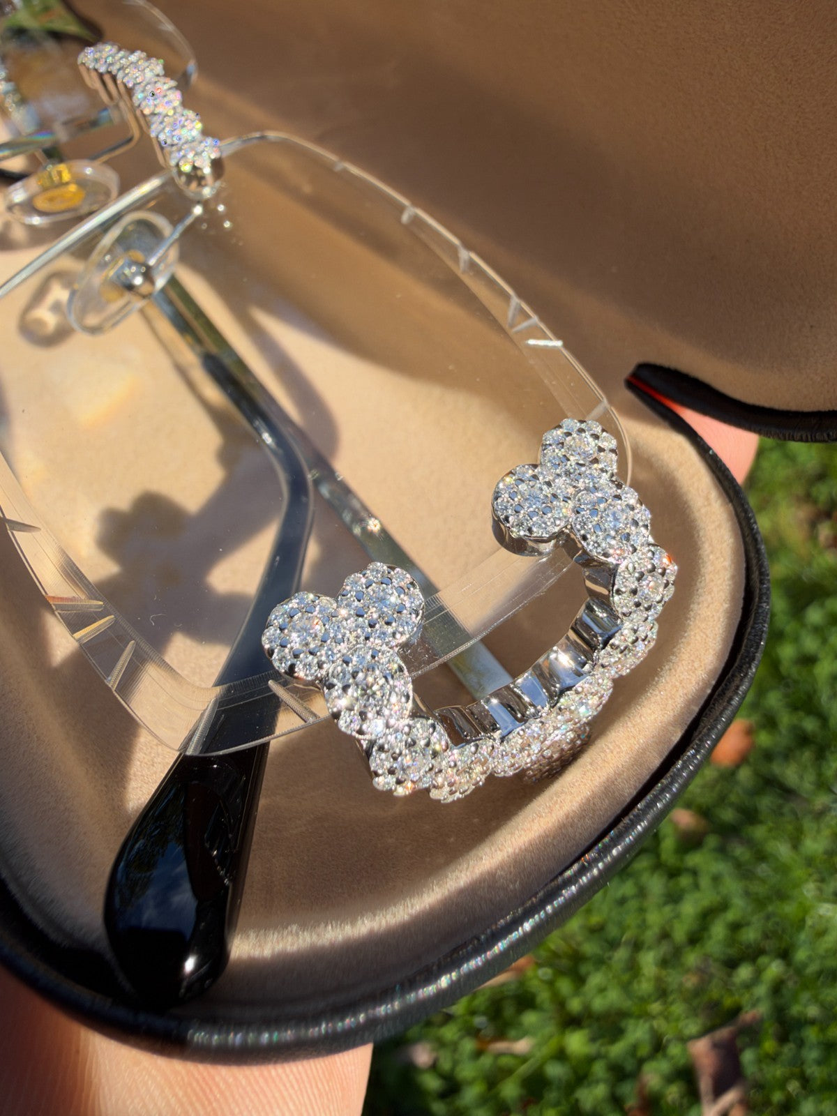 MOISSANITE Cluster Custom Iced Out Sunglasses - 925 Silver Buffs - Clear