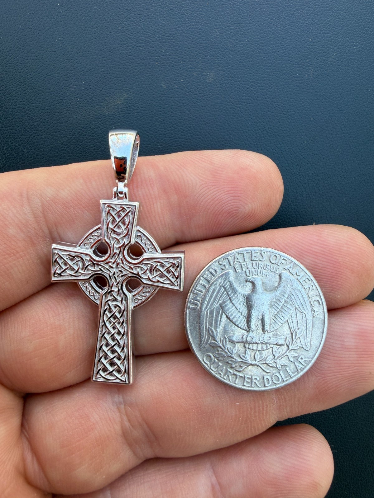 Handmade Viking Celtic Cross Pendant - 14k Gold Vermeil 925 Silver - Medium 1.75"