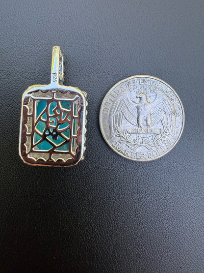 MOISSANITE Royalty Ocean Freeze Pendant - 925 Silver - Genuine Blue Turquoise Stone