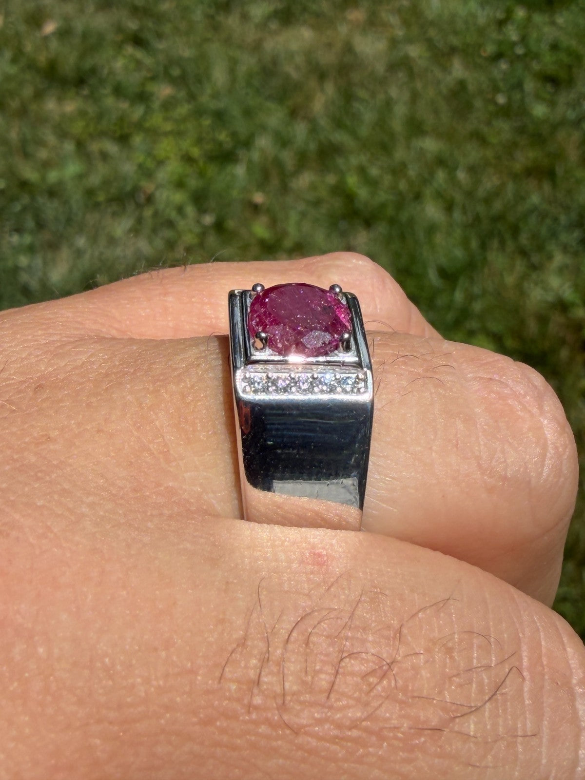 MOISSANITE Monarch Ring - 925 Silver - Genuine Red Ruby Stone