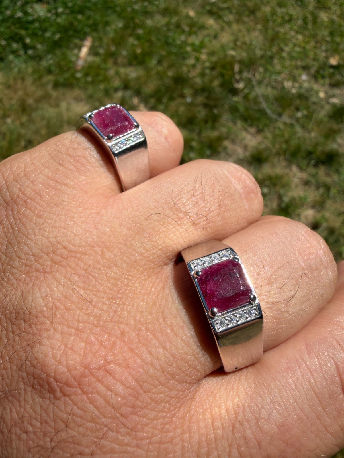 MOISSANITE Monarch Ring - 925 Silver - Genuine Red Ruby Stone