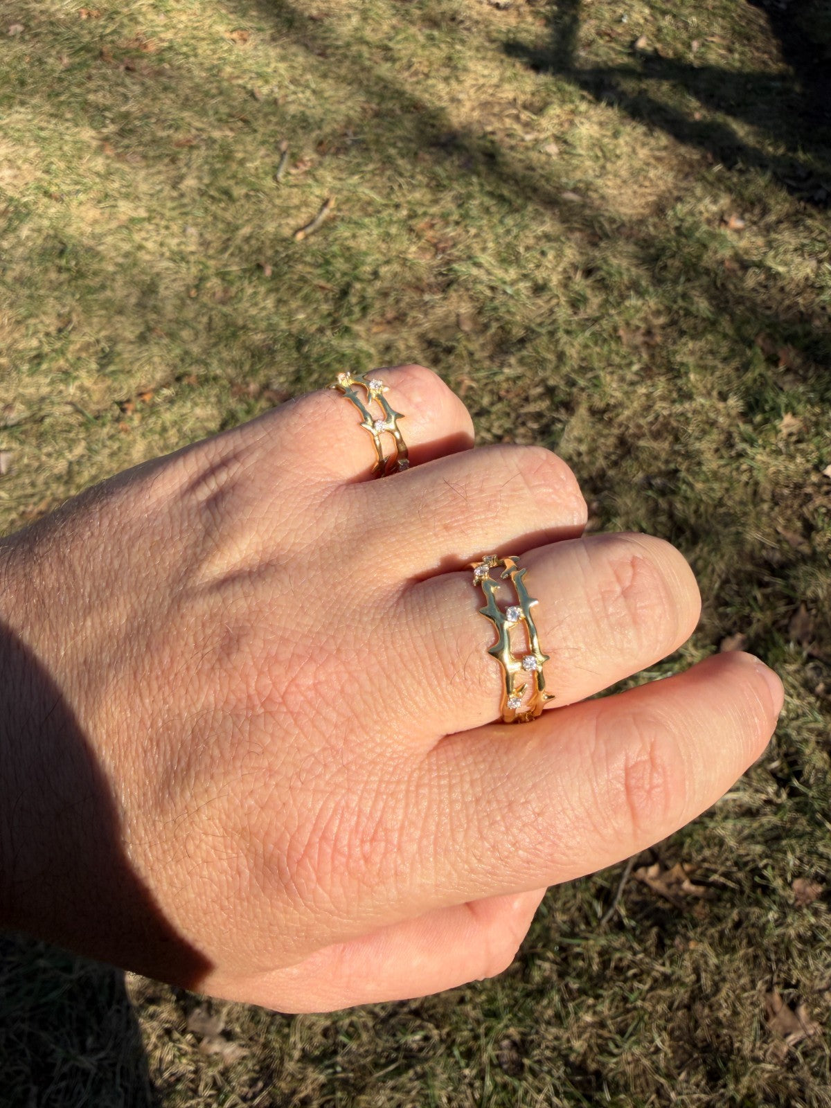 MOISSANITE Crown Of Thorns Eternity Band Ring - 14k Gold Vermeil 925 Silver