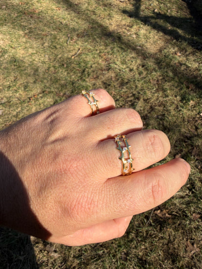 MOISSANITE Crown Of Thorns Eternity Band Ring - 14k Gold Vermeil 925 Silver