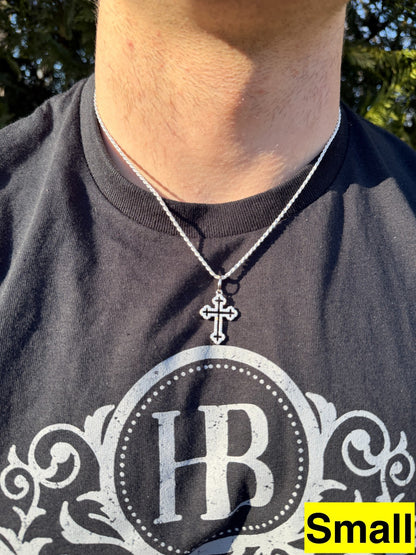 MOISSANITE Gothic Cross Cutout Pendant - 925 Silver - 3 Sizes 1.33"-3"