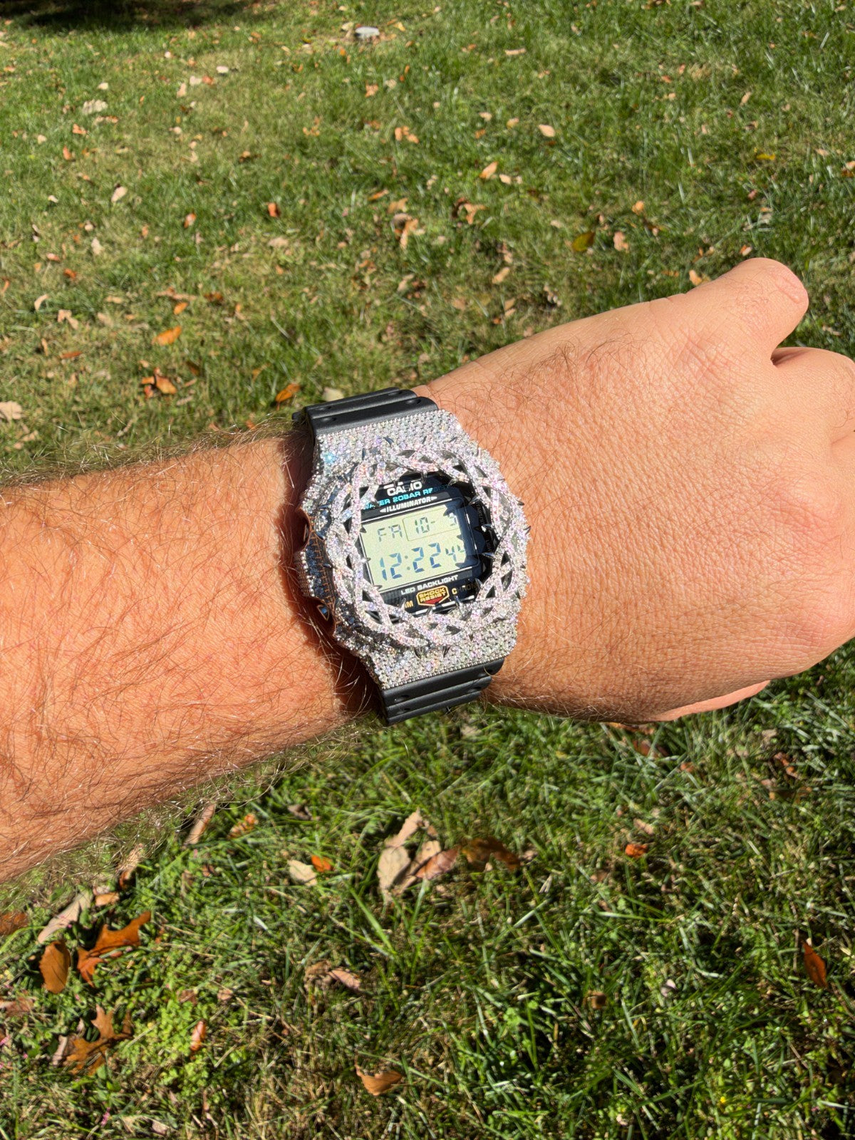 MOISSANITE Real 925 Silver Iced Casio G Shock DW-5600UE Crown of Thorns Watch