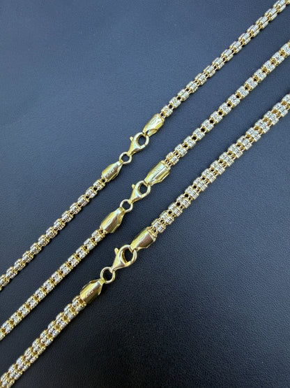 Ice Link Chain Necklace - 14k Gold Vermeil 925 Sterling Silver - 16"-30" - 4mm-5mm