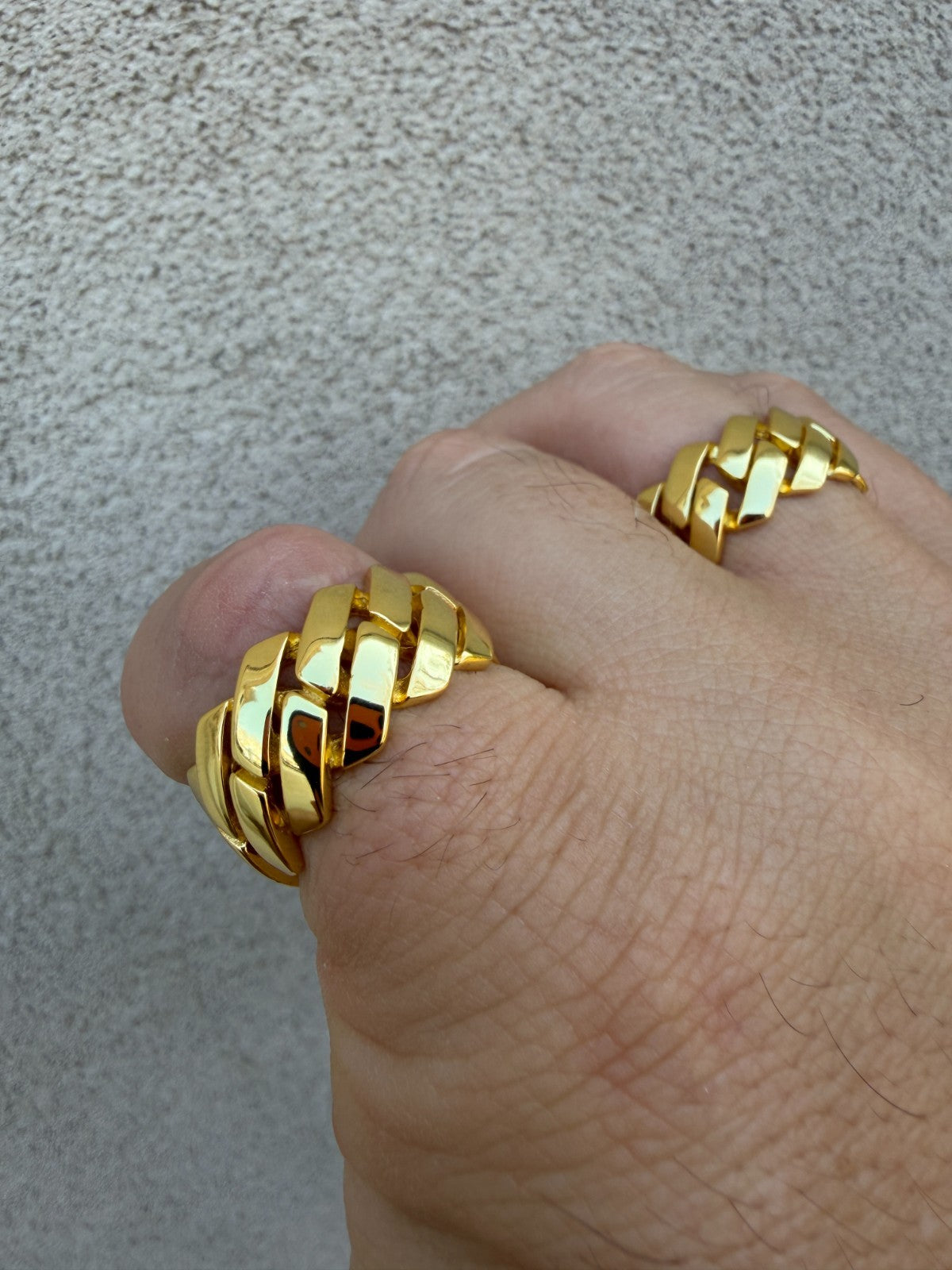 Classic 11.5mm Prong Miami Cuban Eternity Band Ring - 14k Gold Vermeil 925 Silver - Plain