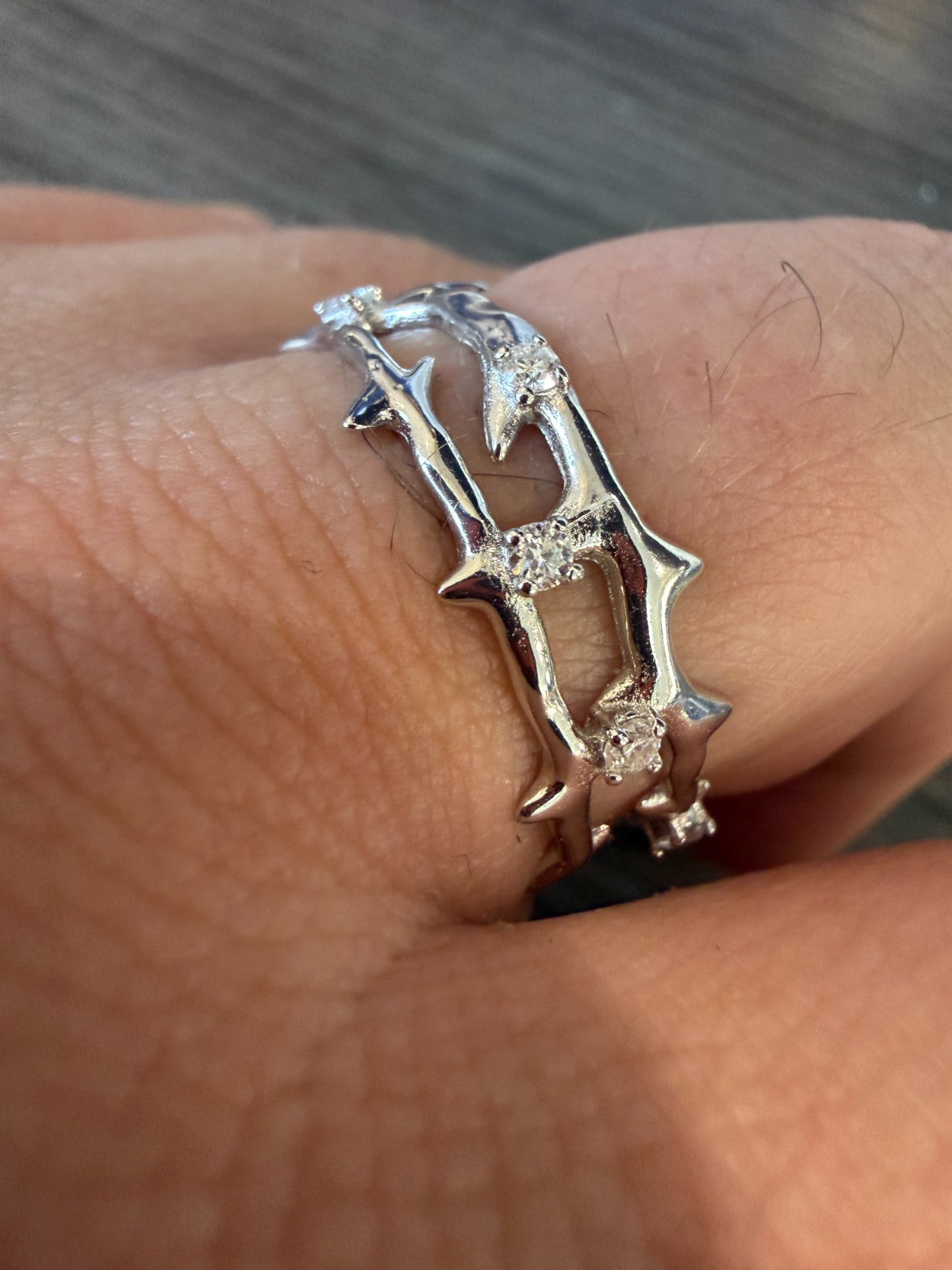 MOISSANITE Crown Of Thorns Eternity Band Ring - 925 Silver