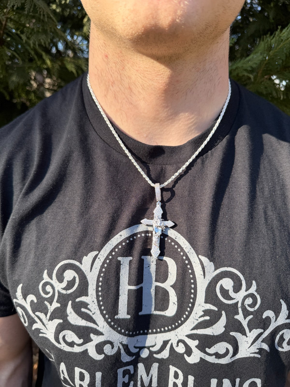 MOISSANITE Passion Of Christ Jesus On Gothic Cross Pendant - 14k Yellow Gold Vermeil Or 925 Silver - Large 2.5"